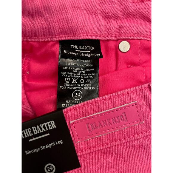 BlankNYC Women's The Baxter Ribcage Straight Leg Pink Crop Denim Sz 29 NWT - Picture 9 of 10